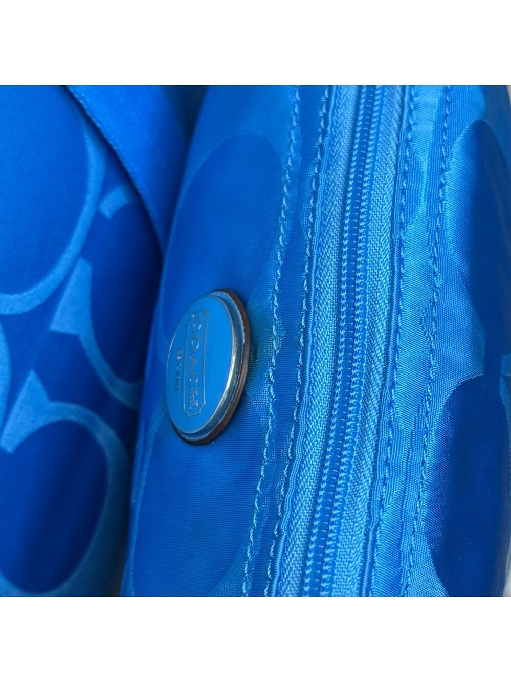 COACH GETAWAY SIGNATURE NYLON PACKABLE WEEKENDER BAG TOTE & POUCH BLUE F77321 - Picture 11 of 16